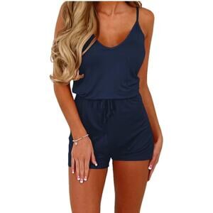3/$20 ⭐️ Dreamskull Navy Romper Small Blue Casual Summer Vacation Beach Neutral